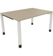 Schreibtisch All in One, manuell höhenverstellbar, 68-82cm (H), 140x100cm (BxT), rechteckig, eiche natur / weiß