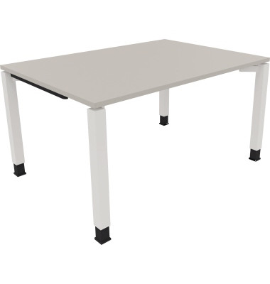 Schreibtisch All in One, manuell höhenverstellbar, 68-82cm (H), 140x100cm (BxT), rechteckig, lichtgrau / weiß