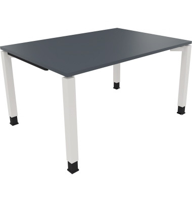Schreibtisch All in One, manuell höhenverstellbar, 68-82cm (H), 140x100cm (BxT), rechteckig, lavagrau / weiß