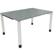 Schreibtisch All in One, manuell höhenverstellbar, 68-82cm (H), 140x100cm (BxT), rechteckig, beton hell / weiß