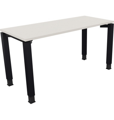 Schreibtisch All in One, manuell höhenverstellbar, 68-82cm (H), 140x60cm (BxT), rechteckig, weiß / anthrazit metallic