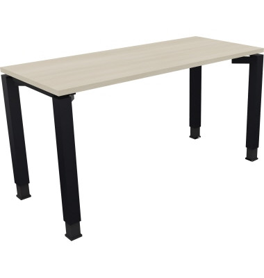 Schreibtisch All in One, manuell höhenverstellbar, 68-82cm (H), 140x60cm (BxT), rechteckig, akazie hell / anthrazit metallic