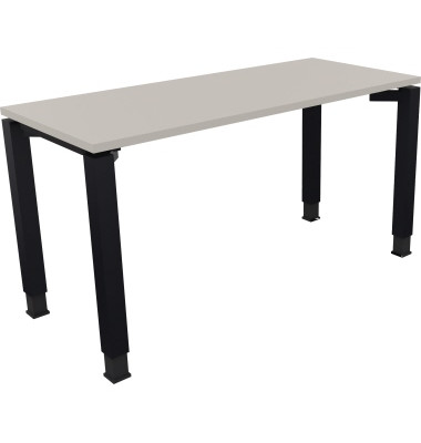 Schreibtisch All in One, manuell höhenverstellbar, 68-82cm (H), 140x60cm (BxT), rechteckig, lichtgrau / anthrazit metallic