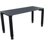 Schreibtisch All in One, manuell h&ouml;henverstellbar, 68-82cm (H), 140x60cm (BxT), rechteckig, lavagrau / anthrazit metallic