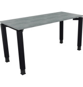 Schreibtisch All in One, manuell höhenverstellbar, 68-82cm (H), 140x60cm (BxT), rechteckig, beton hell / anthrazit metallic
