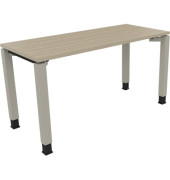 Schreibtisch All in One, manuell höhenverstellbar, 68-82cm (H), 140x60cm (BxT), rechteckig, eiche natur / silberaluminium
