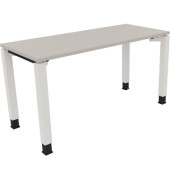 Schreibtisch All in One, manuell höhenverstellbar, 68-82cm (H), 140x60cm (BxT), rechteckig, lichtgrau / weiß