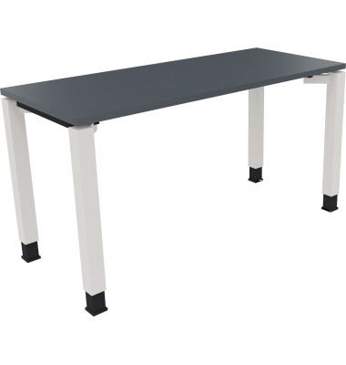 Schreibtisch All in One, manuell höhenverstellbar, 68-82cm (H), 140x60cm (BxT), rechteckig, lavagrau / weiß Schreibtisch All in One, manuell höhenverstellbar, 68-82cm (H), 140x60cm (BxT), rechteckig, lavagrau / weiß