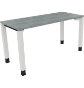 Schreibtisch All in One, manuell höhenverstellbar, 68-82cm (H), 140x60cm (BxT), rechteckig, beton hell / weiß