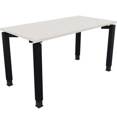 Schreibtisch All in One, manuell h&ouml;henverstellbar, 68-82cm (H), 140x70cm (BxT), rechteckig, wei&szlig; / anthrazit metallic