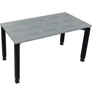 Schreibtisch All in One, manuell höhenverstellbar, 68-82cm (H), 140x70cm (BxT), rechteckig, eiche natur / anthrazit metallic