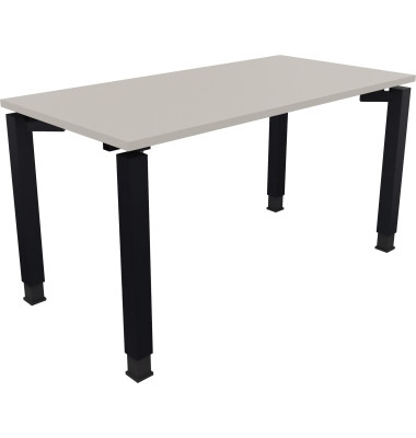 Schreibtisch All in One, manuell höhenverstellbar, 68-82cm (H), 140x70cm (BxT), rechteckig, lichtgrau / anthrazit metallic