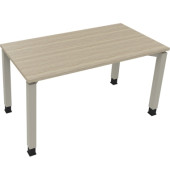 Schreibtisch All in One, manuell höhenverstellbar, 68-82cm (H), 140x70cm (BxT), rechteckig, eiche natur / silberaluminium