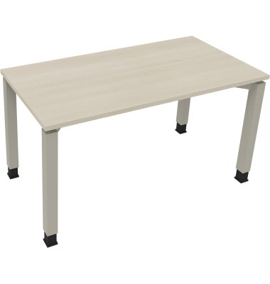 Schreibtisch All in One, manuell höhenverstellbar, 68-82cm (H), 140x70cm (BxT), rechteckig, akazie hell / silberaluminium