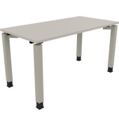 Schreibtisch All in One, manuell höhenverstellbar, 68-82cm (H), 140x70cm (BxT), rechteckig, lichtgrau / silberaluminium