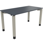Schreibtisch All in One, manuell höhenverstellbar, 68-82cm (H), 140x70cm (BxT), rechteckig, lavagrau / silberaluminium