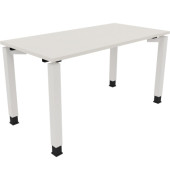 Schreibtisch All in One, manuell höhenverstellbar, 68-82cm (H), 140x70cm (BxT), rechteckig, weiß / weiß