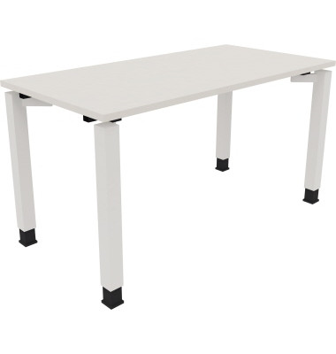 Schreibtisch All in One, manuell h&ouml;henverstellbar, 68-82cm (H), 140x70cm (BxT), rechteckig, wei&szlig; / wei&szlig;