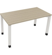 Schreibtisch All in One, manuell höhenverstellbar, 68-82cm (H), 140x70cm (BxT), rechteckig, eiche natur / weiß