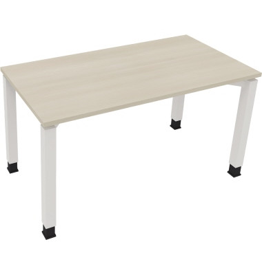 Schreibtisch All in One, manuell höhenverstellbar, 68-82cm (H), 140x70cm (BxT), rechteckig, akazie hell / weiß Schreibtisch All in One, manuell höhenverstellbar, 68-82cm (H), 140x70cm (BxT), rechteckig, akazie hell / weiß