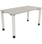 Schreibtisch All in One, manuell höhenverstellbar, 68-82cm (H), 140x70cm (BxT), rechteckig, lichtgrau / weiß