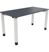Schreibtisch All in One, manuell höhenverstellbar, 68-82cm (H), 140x70cm (BxT), rechteckig, lavagrau / weiß