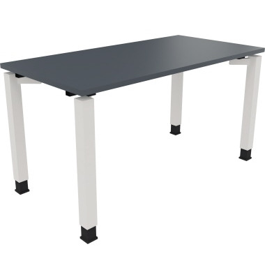 Schreibtisch All in One, manuell höhenverstellbar, 68-82cm (H), 140x70cm (BxT), rechteckig, lavagrau / weiß