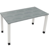 Schreibtisch All in One, manuell höhenverstellbar, 68-82cm (H), 140x70cm (BxT), rechteckig, beton hell / weiß