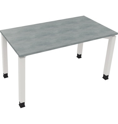 Schreibtisch All in One, manuell höhenverstellbar, 68-82cm (H), 140x70cm (BxT), rechteckig, beton hell / weiß