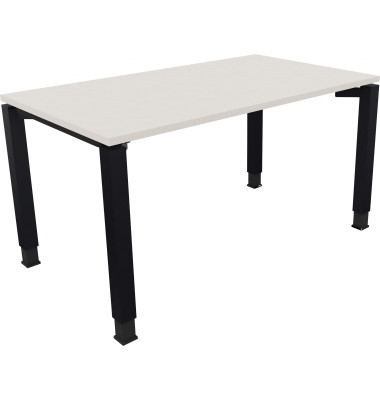 Schreibtisch All in One, manuell höhenverstellbar, 68-82cm (H), 140x80cm (BxT), rechteckig, weiß / anthrazit metallic