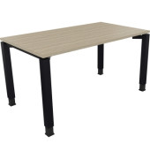 Schreibtisch All in One, manuell h&ouml;henverstellbar, 68-82cm (H), 140x80cm (BxT), rechteckig, eiche natur / anthrazit metallic