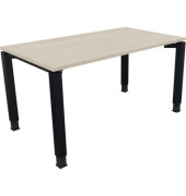 Schreibtisch All in One, manuell höhenverstellbar, 68-82cm (H), 140x80cm (BxT), rechteckig, akazie hell / anthrazit metallic