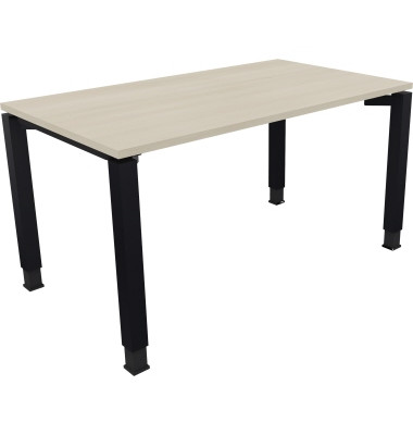 Schreibtisch All in One, manuell höhenverstellbar, 68-82cm (H), 140x80cm (BxT), rechteckig, akazie hell / anthrazit metallic