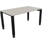 Schreibtisch All in One, manuell h&ouml;henverstellbar, 68-82cm (H), 140x80cm (BxT), rechteckig, lichtgrau / anthrazit metallic