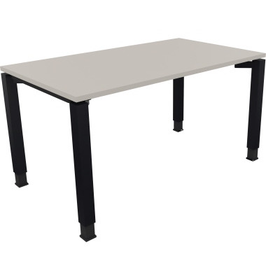 Schreibtisch All in One, manuell höhenverstellbar, 68-82cm (H), 140x80cm (BxT), rechteckig, lichtgrau / anthrazit metallic
