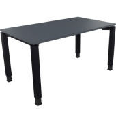 Schreibtisch All in One, manuell höhenverstellbar, 68-82cm (H), 140x80cm (BxT), rechteckig, lavagrau / anthrazit metallic