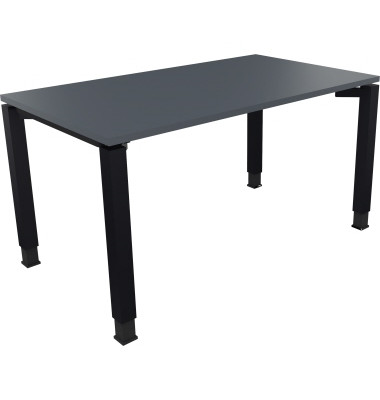 Schreibtisch All in One, manuell höhenverstellbar, 68-82cm (H), 140x80cm (BxT), rechteckig, lavagrau / anthrazit metallic