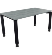 Schreibtisch All in One, manuell höhenverstellbar, 68-82cm (H), 140x80cm (BxT), rechteckig, beton hell / anthrazit metallic