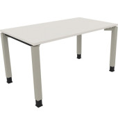 Schreibtisch All in One, manuell höhenverstellbar, 68-82cm (H), 140x80cm (BxT), rechteckig, weiß / silberaluminium