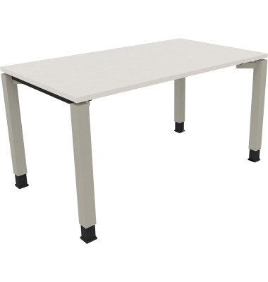 Schreibtisch All in One, manuell h&ouml;henverstellbar, 68-82cm (H), 140x80cm (BxT), rechteckig, wei&szlig; / silberaluminium