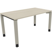 Schreibtisch All in One, manuell höhenverstellbar, 68-82cm (H), 140x80cm (BxT), rechteckig, akazie hell / silberaluminium