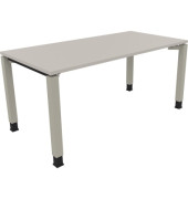 Schreibtisch All in One, manuell höhenverstellbar, 68-82cm (H), 140x80cm (BxT), rechteckig, lichtgrau / silberaluminium