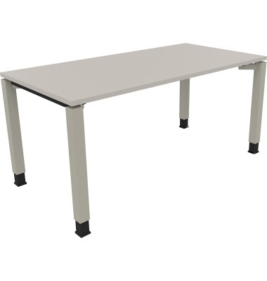 Schreibtisch All in One, manuell h&ouml;henverstellbar, 68-82cm (H), 140x80cm (BxT), rechteckig, lichtgrau / silberaluminium