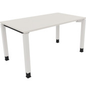 Schreibtisch All in One, manuell höhenverstellbar, 68-82cm (H), 140x80cm (BxT), rechteckig, weiß / weiß