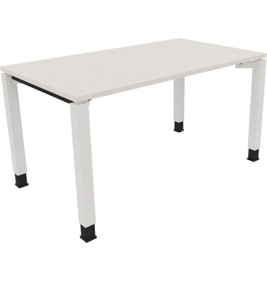 Schreibtisch All in One, manuell höhenverstellbar, 68-82cm (H), 140x80cm (BxT), rechteckig, weiß / weiß