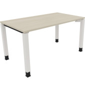 Schreibtisch All in One, manuell höhenverstellbar, 68-82cm (H), 140x80cm (BxT), rechteckig, akazie hell / weiß