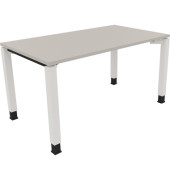Schreibtisch All in One, manuell höhenverstellbar, 68-82cm (H), 140x80cm (BxT), rechteckig, lichtgrau / weiß