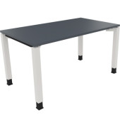 Schreibtisch All in One, manuell höhenverstellbar, 68-82cm (H), 140x80cm (BxT), rechteckig, lavagrau / weiß
