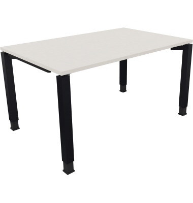 Schreibtisch All in One, manuell höhenverstellbar, 68-82cm (H), 140x90cm (BxT), rechteckig, weiß / anthrazit metallic