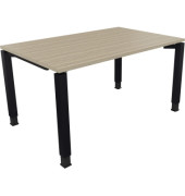 Schreibtisch All in One, manuell h&ouml;henverstellbar, 68-82cm (H), 140x90cm (BxT), rechteckig, eiche natur / anthrazit metallic